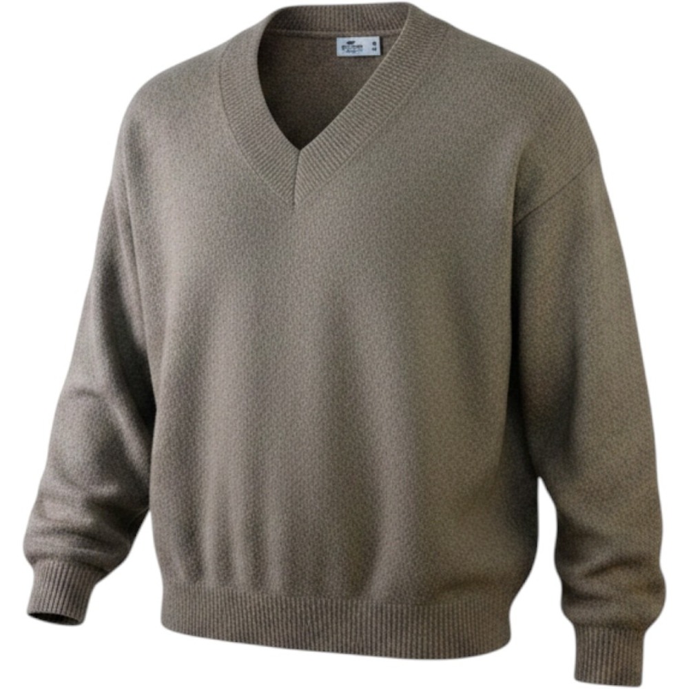 Hollister Mens Medium Taupe Brown V-Neck Oversized Knit Sweater